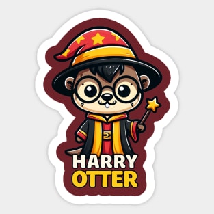 Magical Otter Wizard - Enchanting Fantasy Creature Tee Sticker